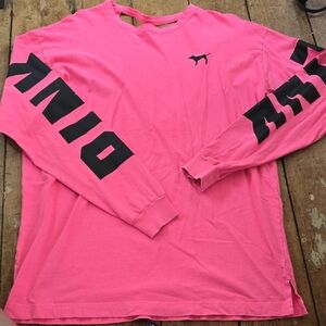 PINK Victoria's Secret Long Sleeve Tee Pink and Black